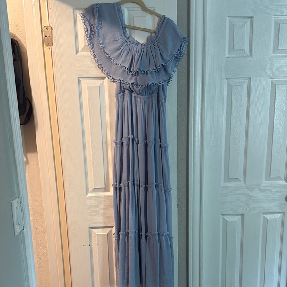 Blue Ruffled Maxi Dress